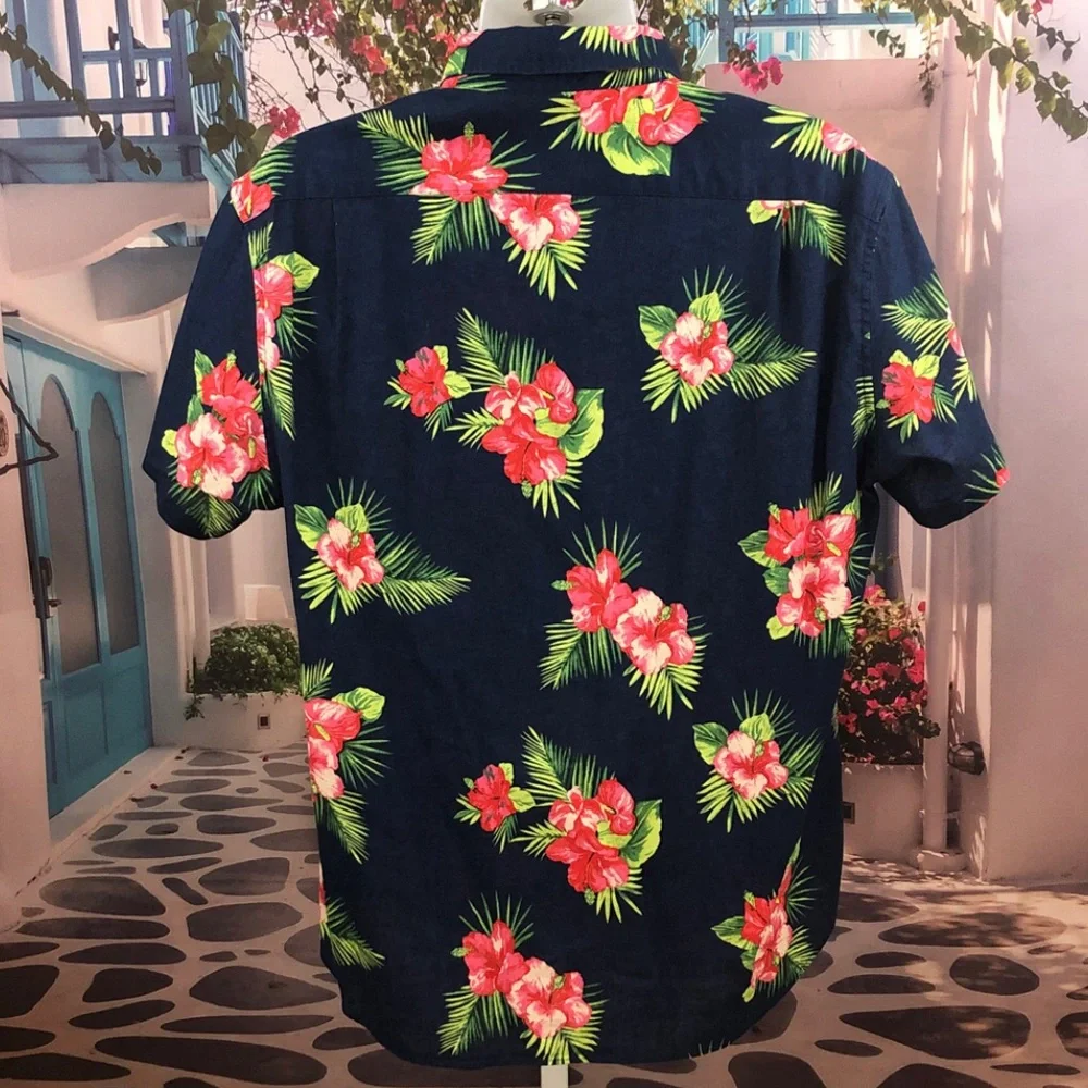 J. Crew Short Sleeve Floral Linen Cotton Blend Button Down Shirt